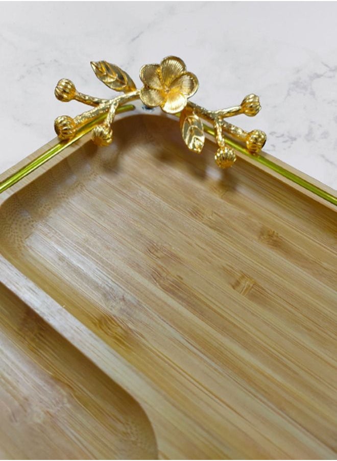 4 Grid Bamboo Cutlery Rectangular Tray