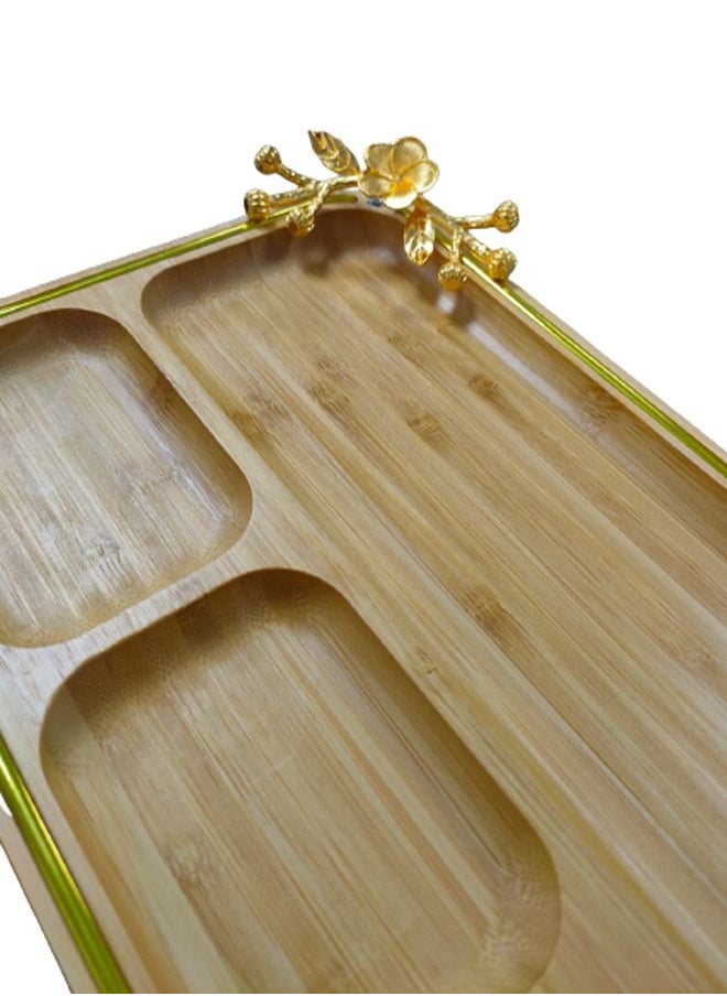 4 Grid Bamboo Cutlery Rectangular Tray
