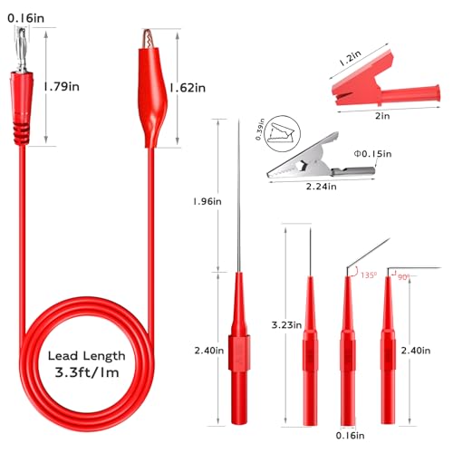 Goupchn Back Probe Kit Banana Plug to Copper Alligator Clip Automotive Test Leads Set with 3 Configurations Back Probe Pins Extended Length Probes for Car Repairing Diagnostic - Image 3