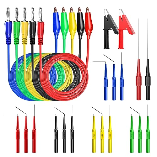 Goupchn Back Probe Kit Banana Plug to Copper Alligator Clip Automotive Test Leads Set with 3 Configurations Back Probe Pins Extended Length Probes for Car Repairing Diagnostic - Image 1