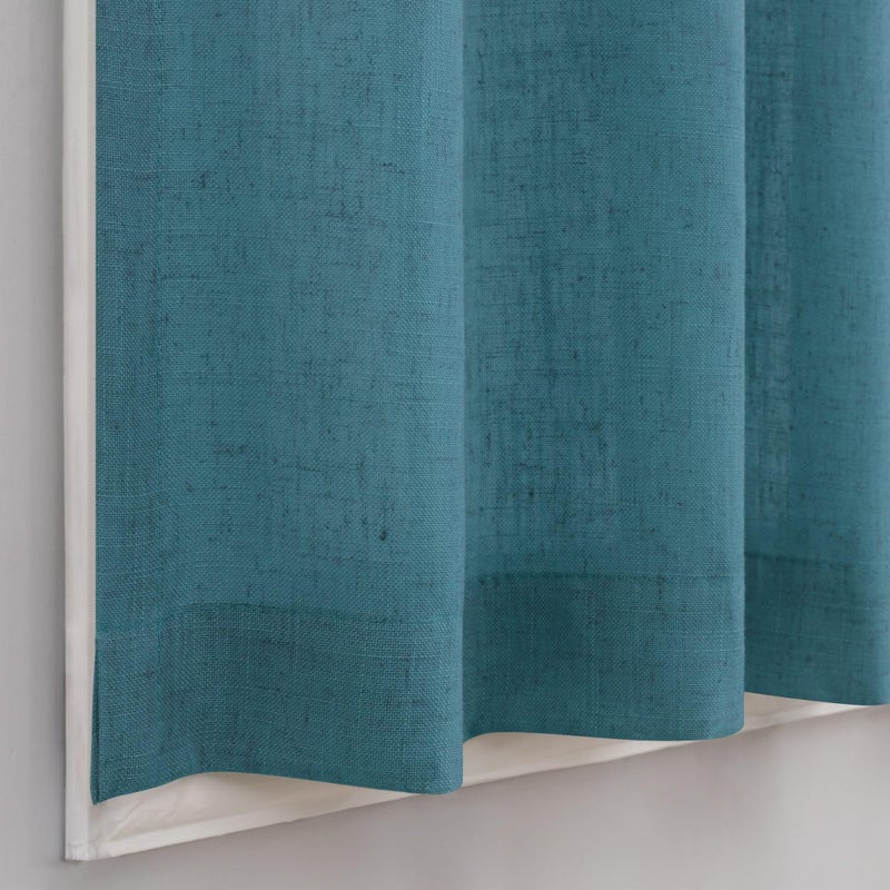 DANCURTON Teal Kitchen Cafe Curtains 24 Inch Length 2 Panel Back Tab Pocket Light Filtering Sheer Privacy Linen Short Turqoise Curtain for Small Window Blue Green Curtain for Bathroom Farmhouse 30x24 - Image 5