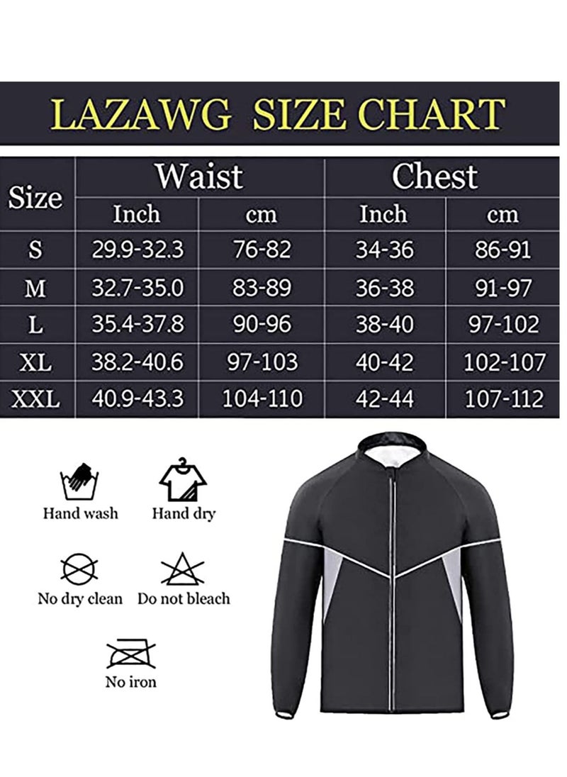 Captaintech - Sauna Suit for Men Sweat Sauna Jacket Long Sleeve Workout Zipper Sweat Top Gym Fitness Sauna Shirt(Size L) - Image 1