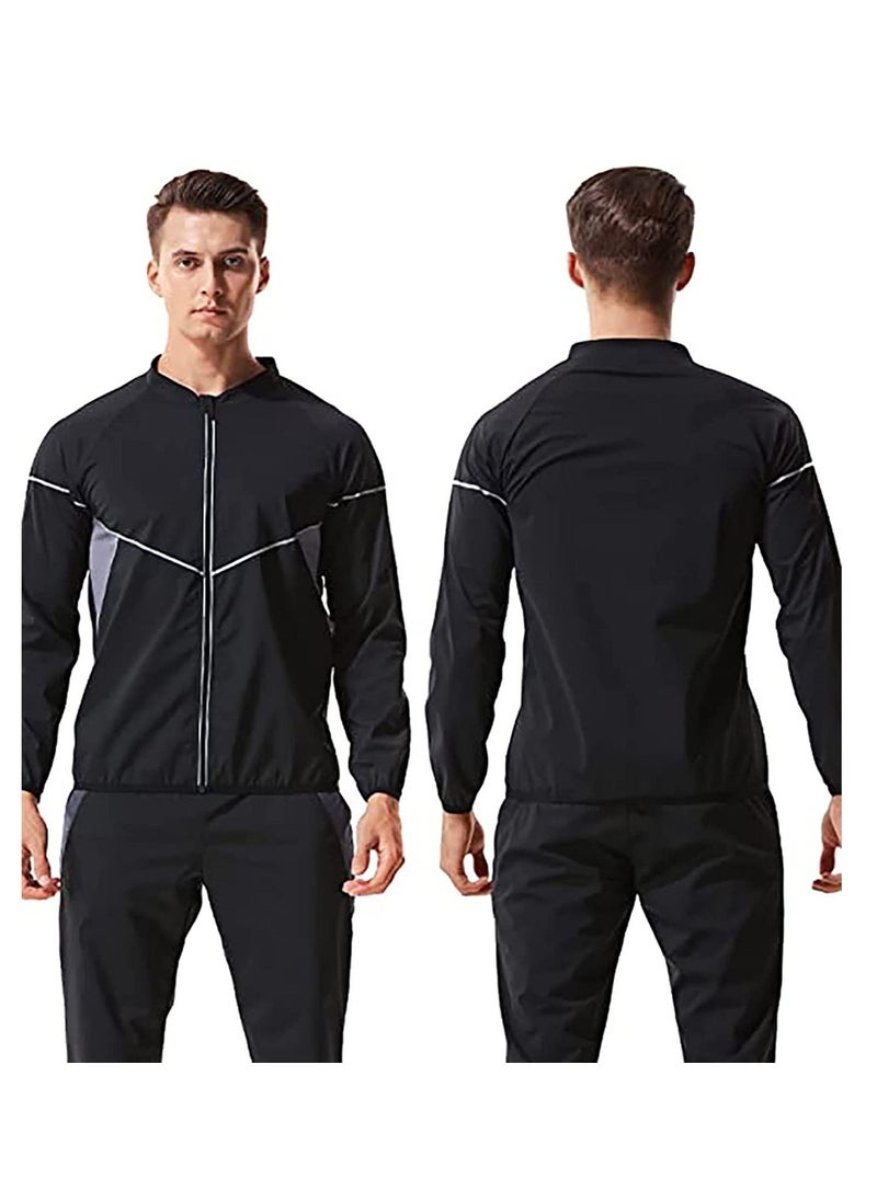 Captaintech - Sauna Suit for Men Sweat Sauna Jacket Long Sleeve Workout Zipper Sweat Top Gym Fitness Sauna Shirt(Size L) - Image 1