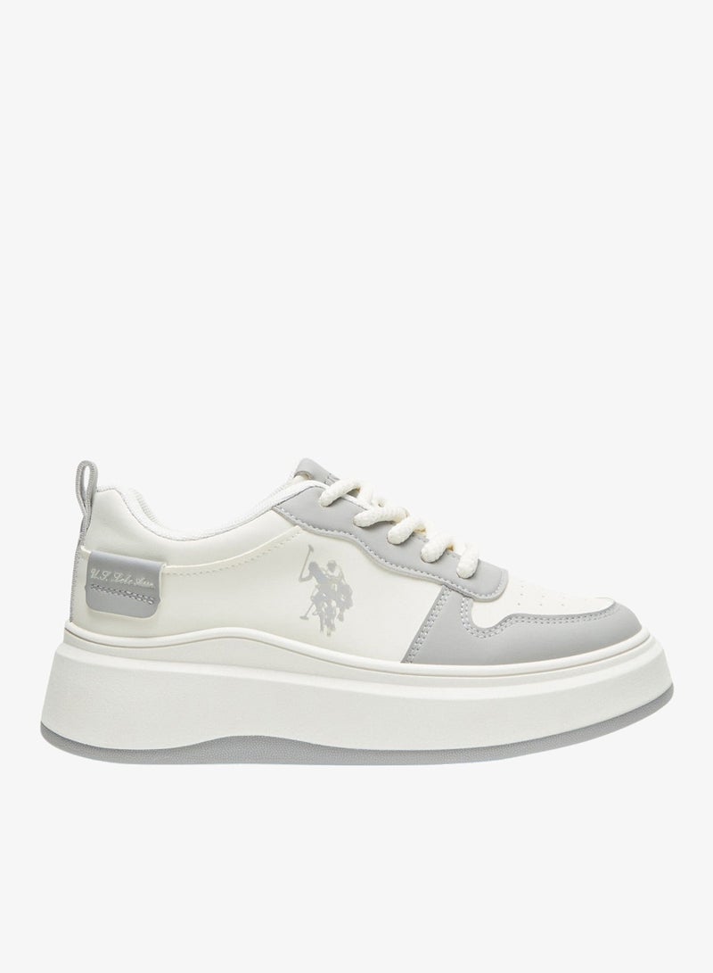 U.S. Polo Assn. Women's White and Grey Sneakers - Bold Rugged Style Shoes with Durable Sole for Outdoor Wear - Image 1