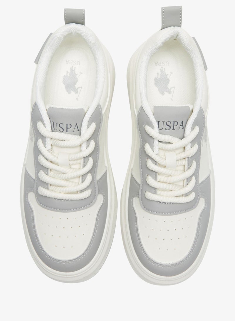 U.S. Polo Assn. Women's White and Grey Sneakers - Bold Rugged Style Shoes with Durable Sole for Outdoor Wear - Image 3