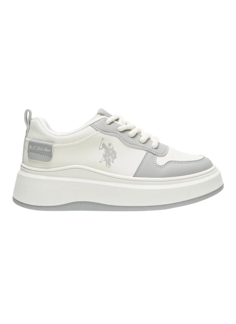 U.S. Polo Assn. Women's White and Grey Sneakers - Bold Rugged Style with Durable Sole for Outdoor Wear