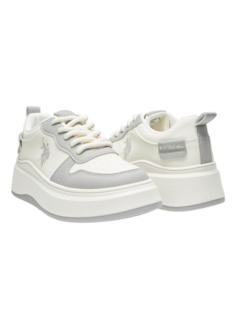 U.S. Polo Assn. Women's White and Grey Sneakers - Bold Rugged Style with Durable Sole for Outdoor Wear  - Image 4