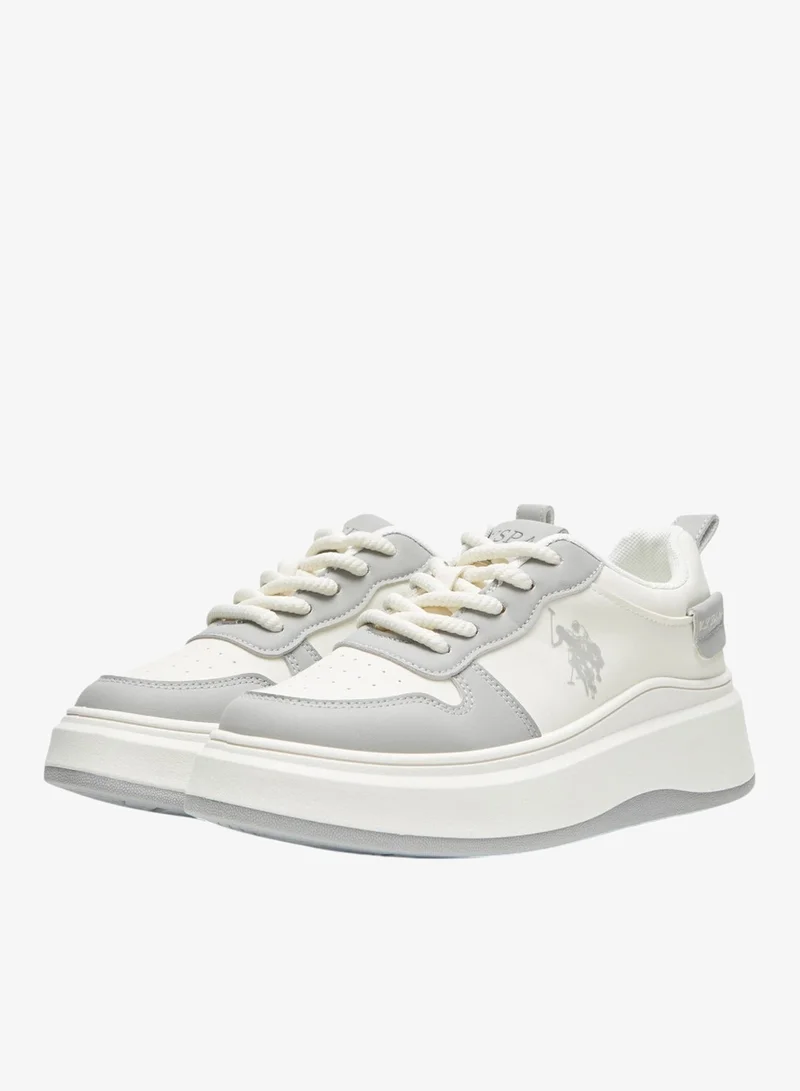 U.S. Polo Assn. White/Grey Women's White and Grey Sneakers - Bold Rugged Style Shoes with Durable Sole for Outdoor Wear for Women | Best Price UAE