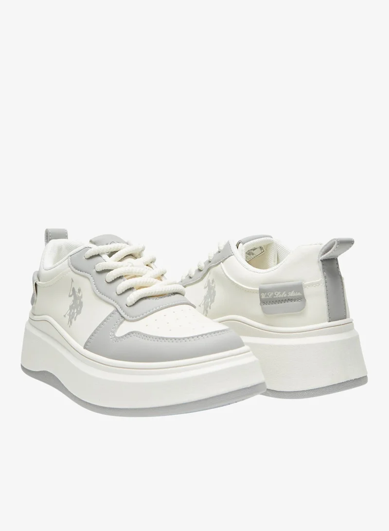 U.S. Polo Assn. White/Grey Women's White and Grey Sneakers - Bold Rugged Style Shoes with Durable Sole for Outdoor Wear for Women | Best Price UAE