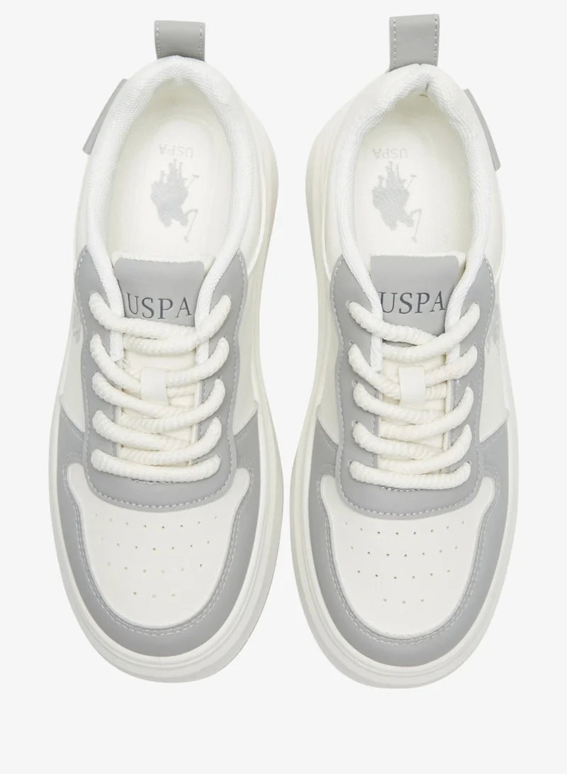 U.S. Polo Assn. White/Grey Women's White and Grey Sneakers - Bold Rugged Style Shoes with Durable Sole for Outdoor Wear for Women | Best Price UAE