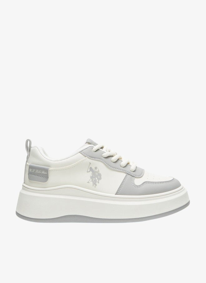 U.S. Polo Assn. Women's White and Grey Sneakers - Bold Rugged Style Shoes with Durable Sole for Outdoor Wear - Image 1