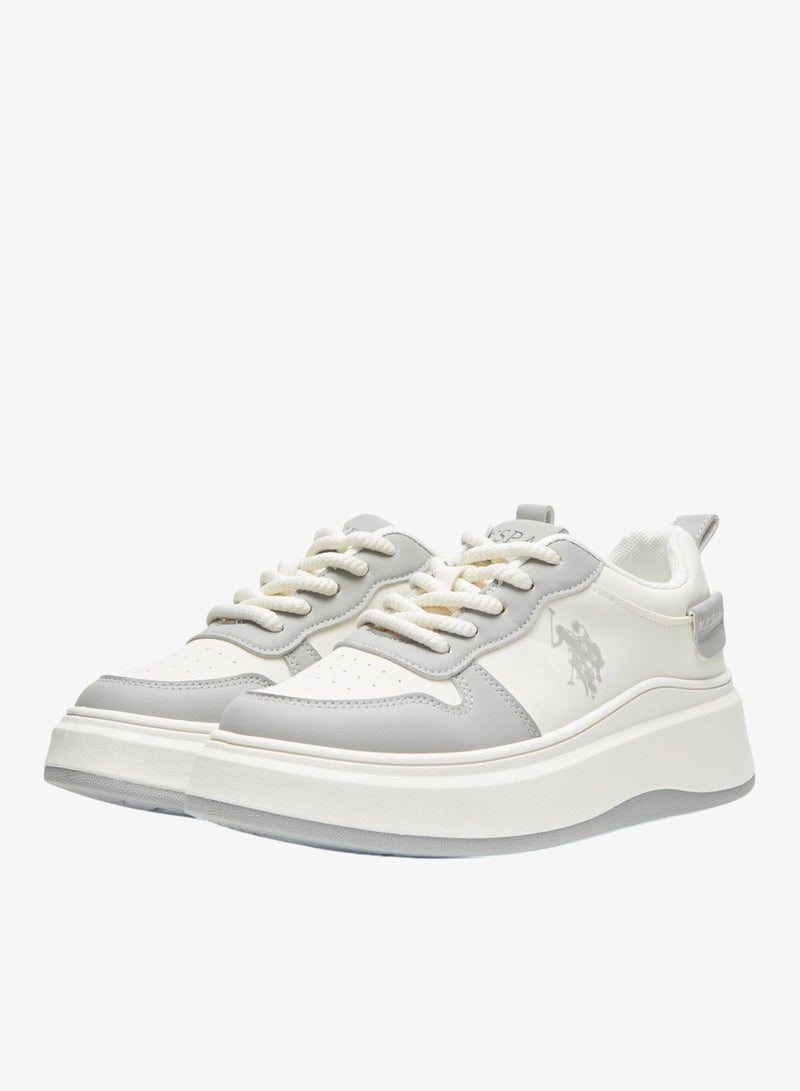 U.S. Polo Assn. Women's White and Grey Sneakers - Bold Rugged Style Shoes with Durable Sole for Outdoor Wear - Image 3