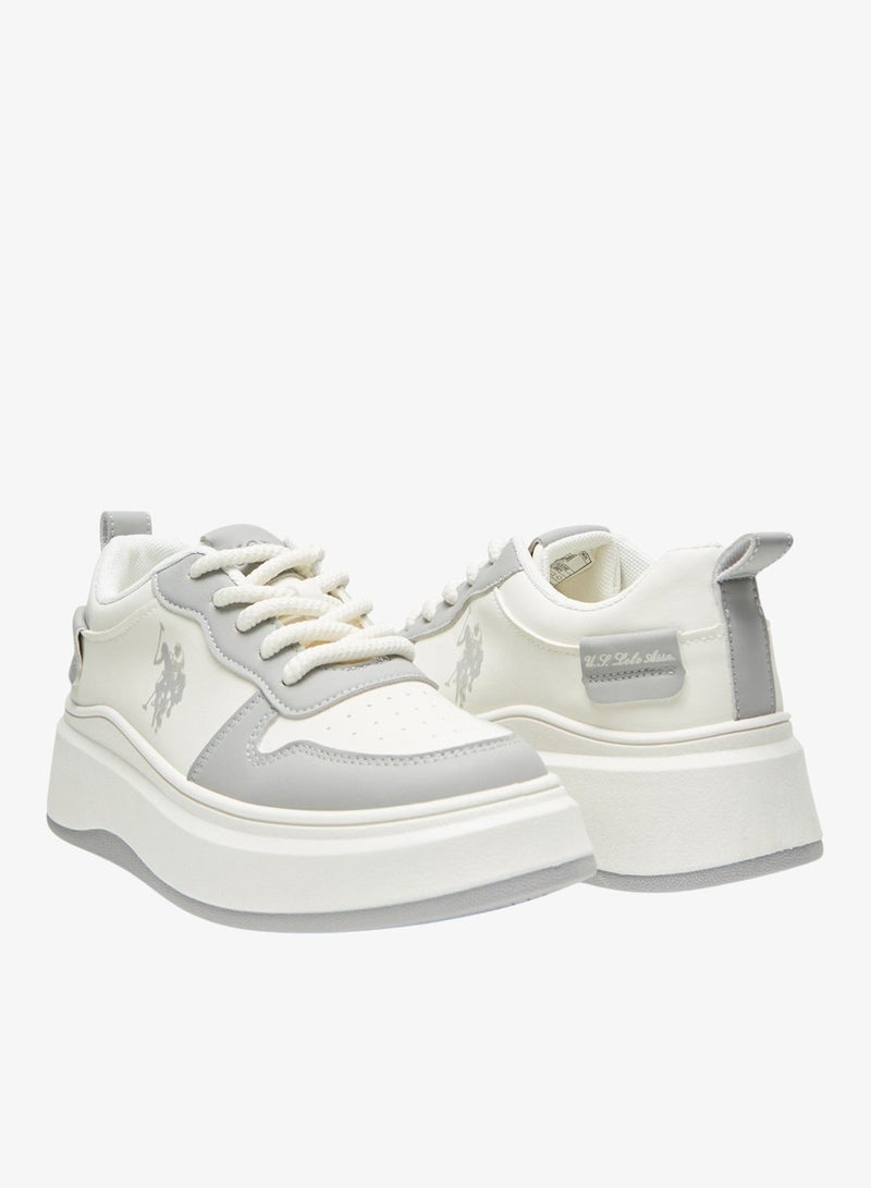 U.S. Polo Assn. Women's White and Grey Sneakers - Bold Rugged Style Shoes with Durable Sole for Outdoor Wear - Image 5