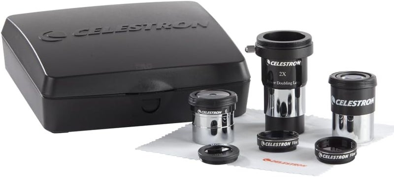 Celestron AstroMaster 1.25-Inch Eyepiece Telescope Accessory Kit - 8 Piece Set with Filters and Barlow Lens - Image 1