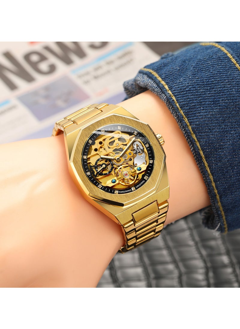 FORSINING - Watches for Men Watch Stainless Steel Luxury Luminous Water Resistant Automatic Mechanical Wristwatch 375SIBK - Image 1