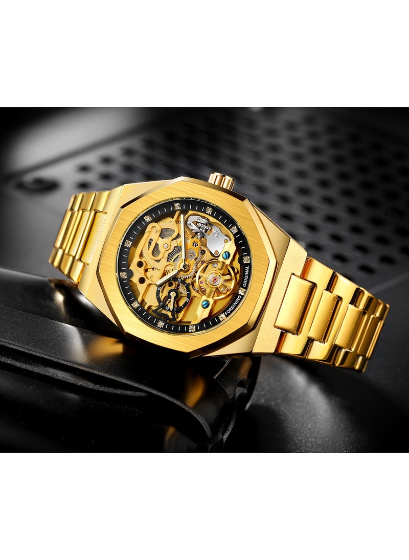 FORSINING - Watches for Men Watch Stainless Steel Luxury Luminous Water Resistant Automatic Mechanical Wristwatch 375SIBK - Image 1