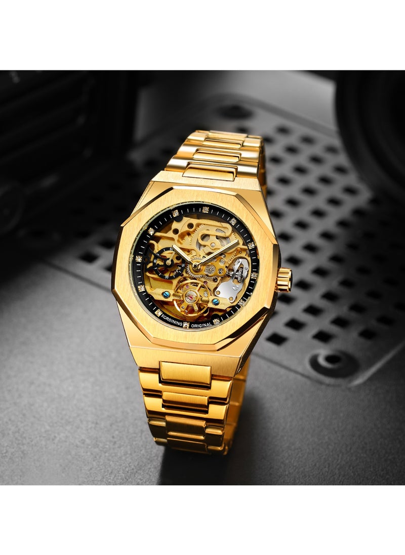 FORSINING - Watches for Men Watch Stainless Steel Luxury Luminous Water Resistant Automatic Mechanical Wristwatch 375SIBK - Image 1