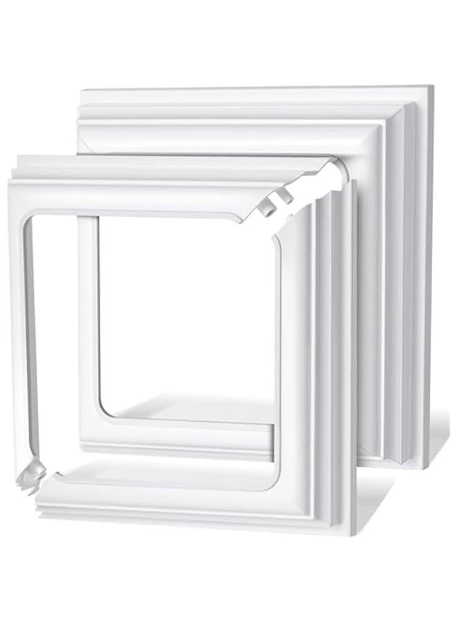 Arabest 2 Pcs True 5x5 Inches Vinyl Post Skirt Post Base Cover Column Wraps for Porch Deck Base Vinyl Sleeve White Trim for Wood Hand and Stair Rails - Image 1