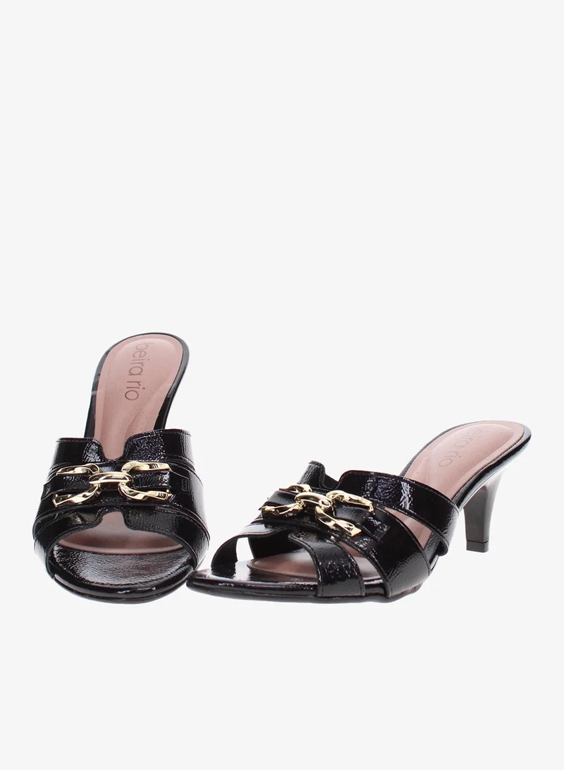 Beira Rio Black Beira Rio Women’s Mid Heel Sandals – Stylish Everyday Wear with Comfortable Support for Women | Best Price UAE