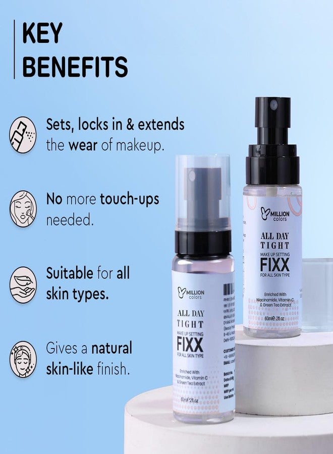 Million Colors Makeup Fixer Spray 60ml | Dewy Setting Spray for Long-Lasting Makeup | Ideal for Dry & Oily Skin | Hydrating, Soothing & Refreshing | Waterproof, Sweatproof & Matte Finish - Image 4