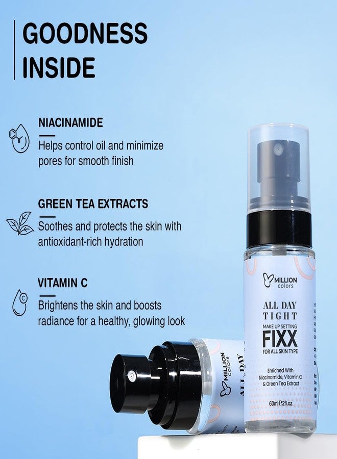 Million Colors Makeup Fixer Spray 60ml | Dewy Setting Spray for Long-Lasting Makeup | Ideal for Dry & Oily Skin | Hydrating, Soothing & Refreshing | Waterproof, Sweatproof & Matte Finish - Image 3