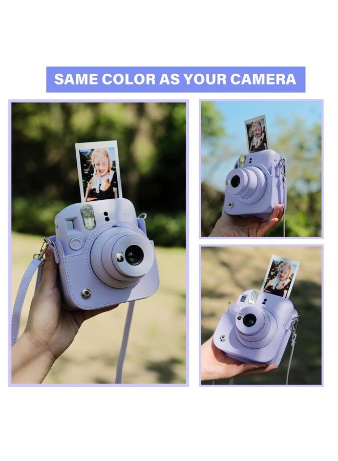 Rieibi Camera Case Compatible with Fuji Instax Mini 12 - MINI 12 Carry Case for Fujifilm Instax Mini 12 Instant Camera - mini 12 Bag Cover with Strap - Lilac Purple - Image 4