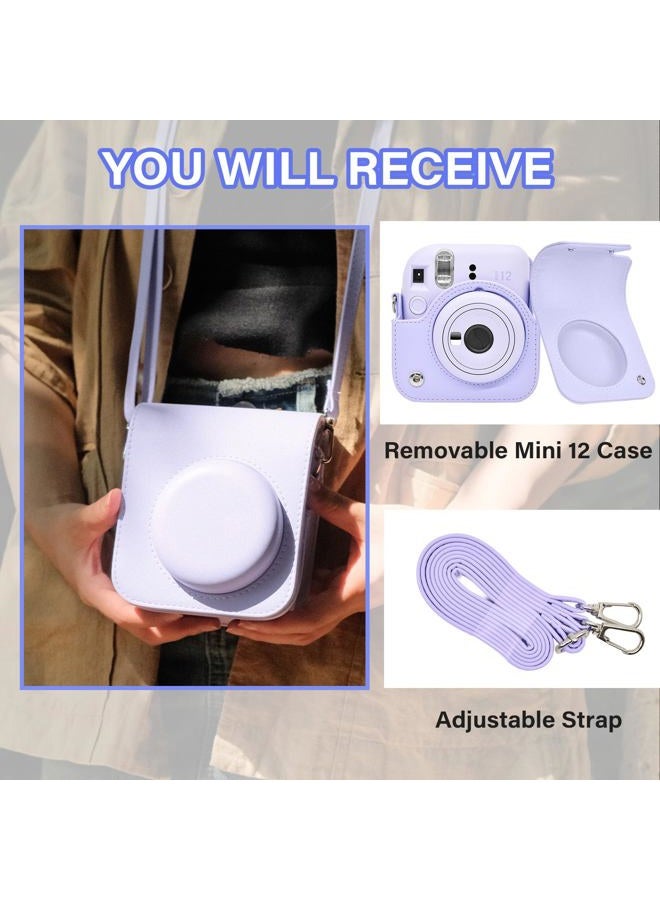 Rieibi Camera Case Compatible with Fuji Instax Mini 12 - MINI 12 Carry Case for Fujifilm Instax Mini 12 Instant Camera - mini 12 Bag Cover with Strap - Lilac Purple - Image 5