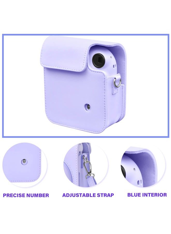 Rieibi Camera Case Compatible with Fuji Instax Mini 12 - MINI 12 Carry Case for Fujifilm Instax Mini 12 Instant Camera - mini 12 Bag Cover with Strap - Lilac Purple - Image 3