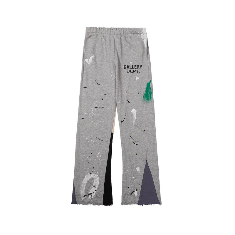2022 European and American High Street Fashion Brand Gallery Dept Splash-Ink Print Stitching Micro-Flared Men's and Women's Casual Pants - Image 3