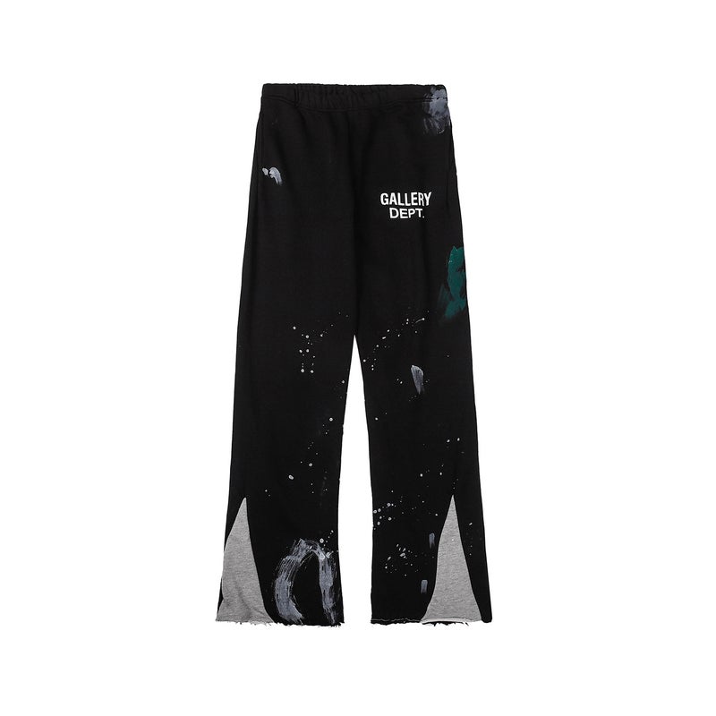 2022 European and American High Street Fashion Brand Gallery Dept Splash-Ink Print Stitching Micro-Flared Men's and Women's Casual Pants - Image 4