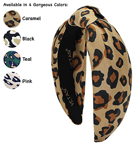 YETASI Brown Satin Cheetah Knotted Headband for Women is Classy. Head bands for Women's Hair Designer Headbands for Women are Cute Leopard Headband - Image 2