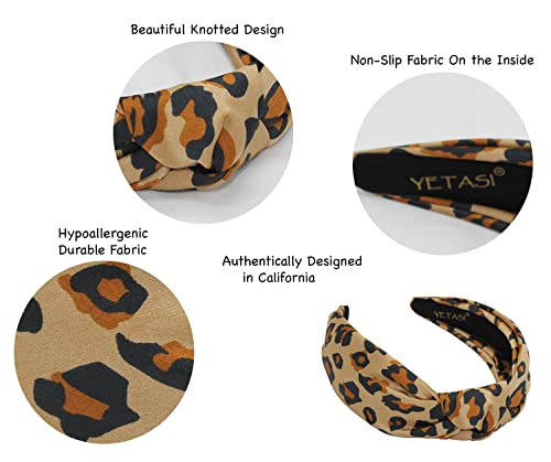 YETASI Brown Satin Cheetah Knotted Headband for Women is Classy. Head bands for Women's Hair Designer Headbands for Women are Cute Leopard Headband - Image 4