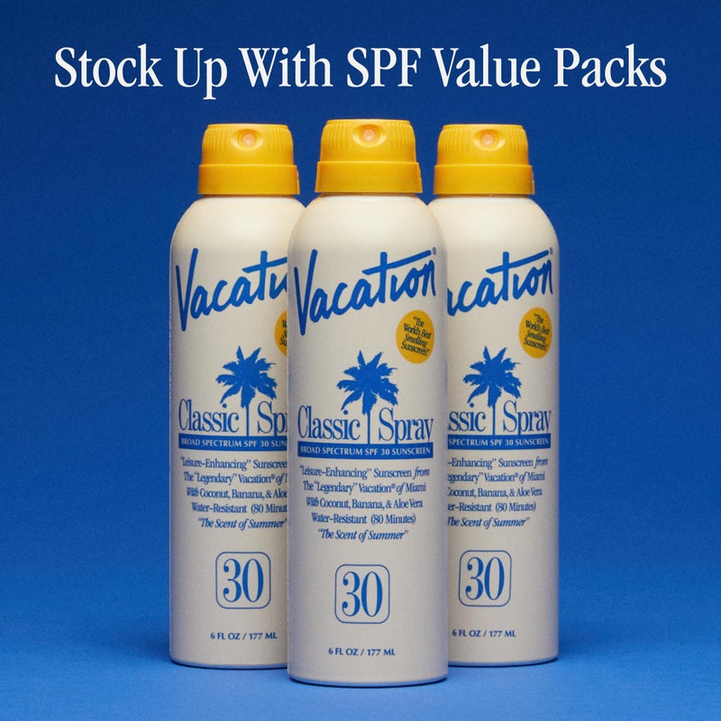Vacation Classic Sunscreen Spray SPF 30, Water-Resistant, Lightweight, Transparent on All Skin Tones, Dermatologist-Tested, Vegan, 6 Fl. Oz. (Value Pack of 3) - Image 5