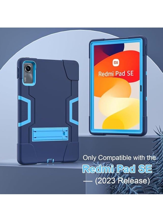 Green Tiger Xiaomi Redmi Pad SE 11" Released 2023 Shockproof Case, Heavy Duty Full Body Rugged Stand Back Cover for Xiaomi Redmi Pad SE 11 inch Tablet,Blue+Light Blue - Image 2