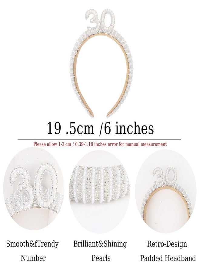 AMCAMI 30th Birthday Pearl Headband for Women,30th Birthday Decorations for Her - Image 5