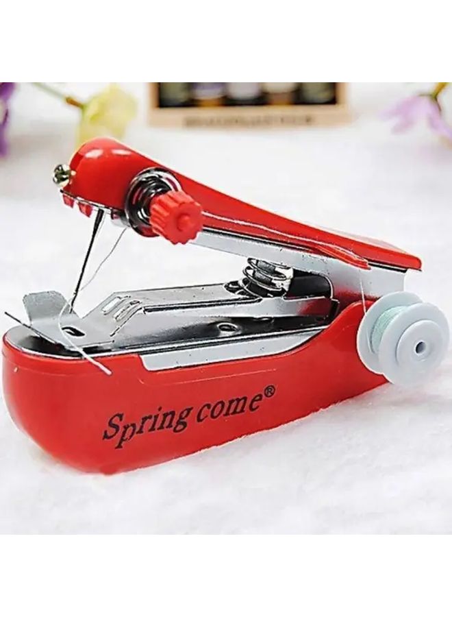 Red Portable Handheld Manual Sewing Machine Compact Lightweight For Home Travel - Image 1
