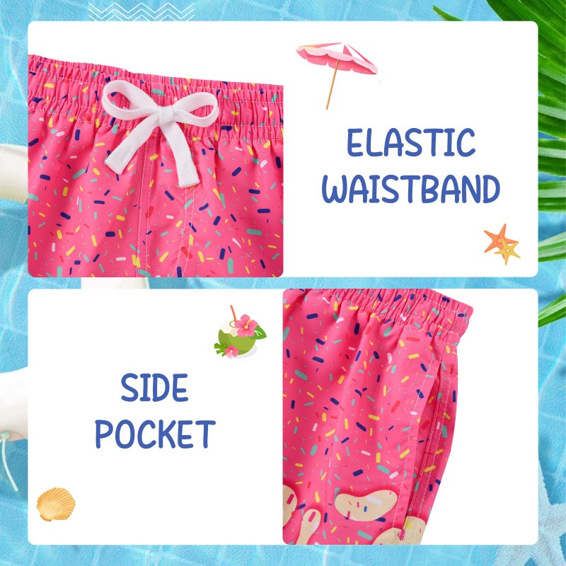 westwolf Pink Ice Cream Bathing Suits with Compress Big Boy Board Shorts Size 10-12T Boy's Yellow Waffle Swim Trunks Swimming Shorts Kids Beach Large - Image 5