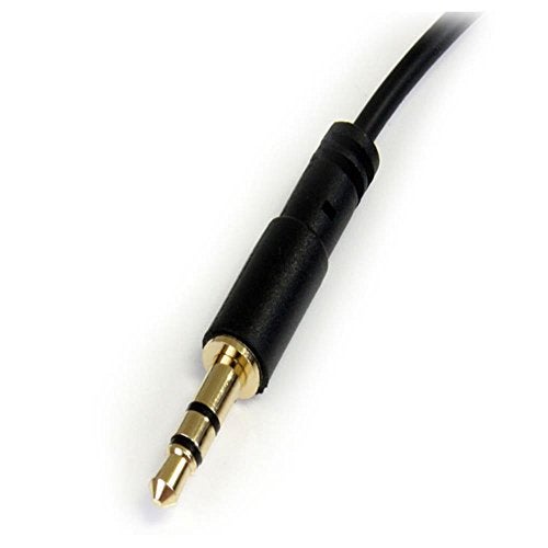 StarTech.com 3 ft. (0.9 m) 3.5mm Audio Cable - 3.5mm Slim Audio Cable - Right Angle - Male/Male - Aux Cable (MU3MMSRA), Black - Image 3