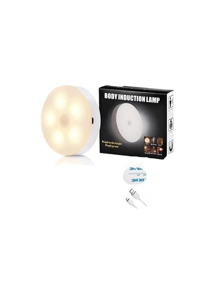 Motion Sensor Light with USB Rechargeable Battery, Self-Adhesive LED Light with Magnetic Back, Body Sensor Activated Light for Home, Hallway, Closet, Stairs, Bathroom, Warm White - Image 1