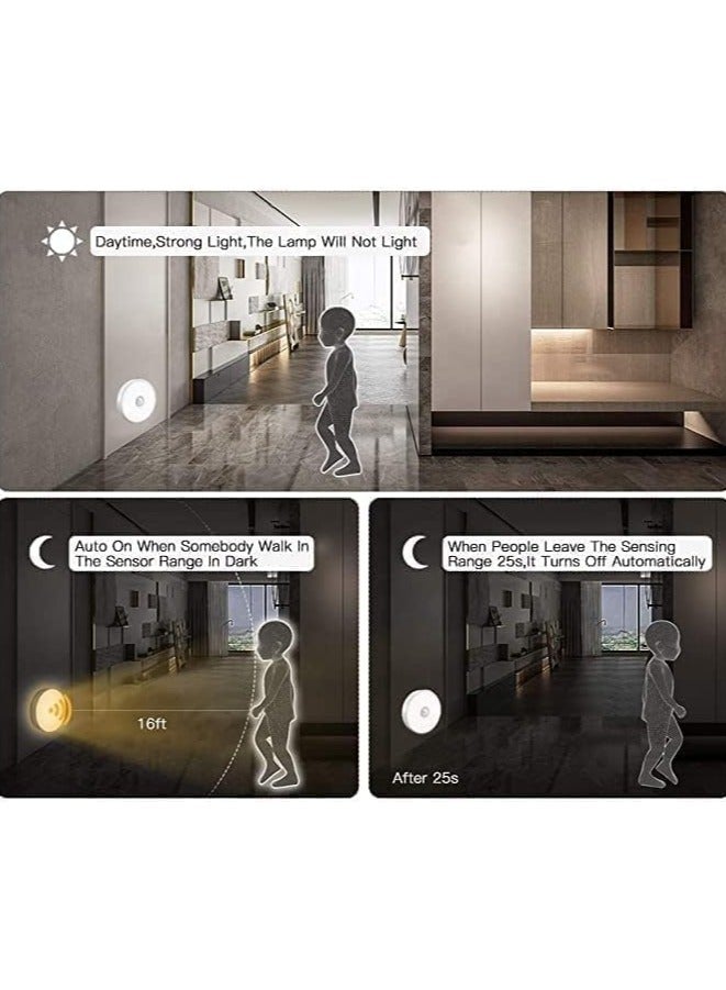 Motion Sensor Light with USB Rechargeable Battery, Self-Adhesive LED Light with Magnetic Back, Body Sensor Activated Light for Home, Hallway, Closet, Stairs, Bathroom, Warm White - Image 2