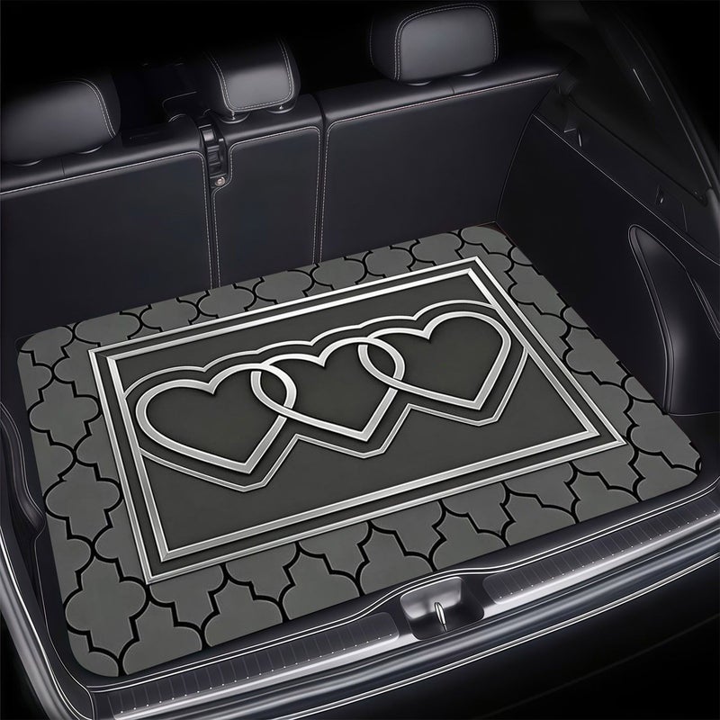 Creative Car Trunk Mat 1pc Modern Heart Shaped Decorative Design Sleek Stylish Interior Accessory Durable Practical - Image 1