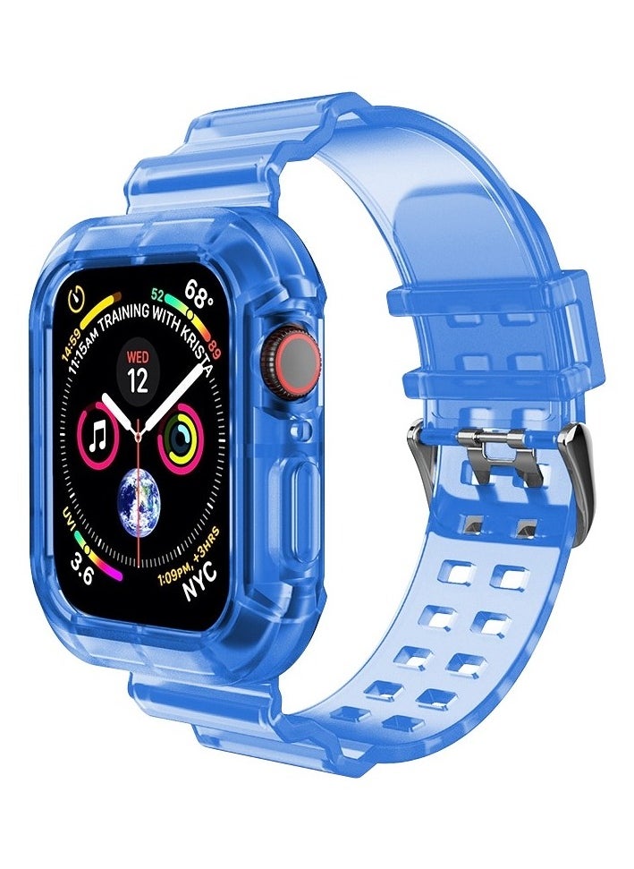 Perfii - Ice Case Replacement Band For Apple Watch Series 6/SE/5/4 38/40 mm blue - Image 1