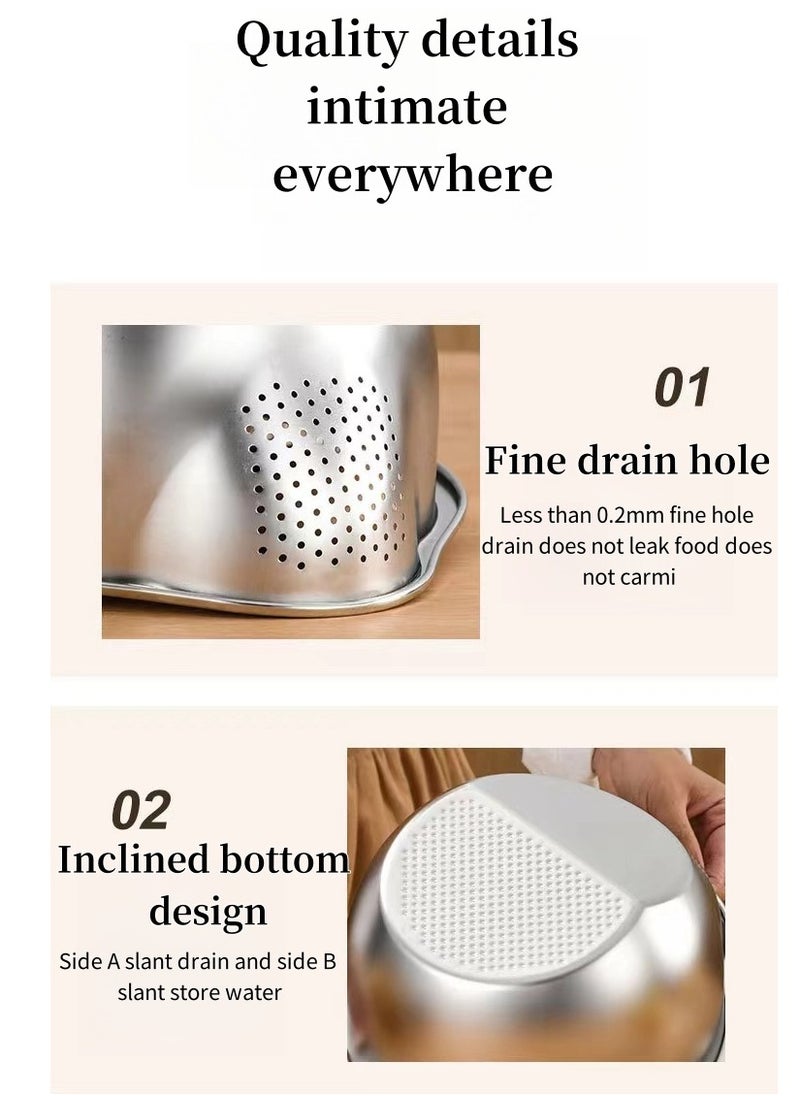 Laseta - A Multi-Function, 304 Stainless Steel Colander For Rice, Vegetables, Fruits, And Legumes, With integrated slant bottom - Image 1