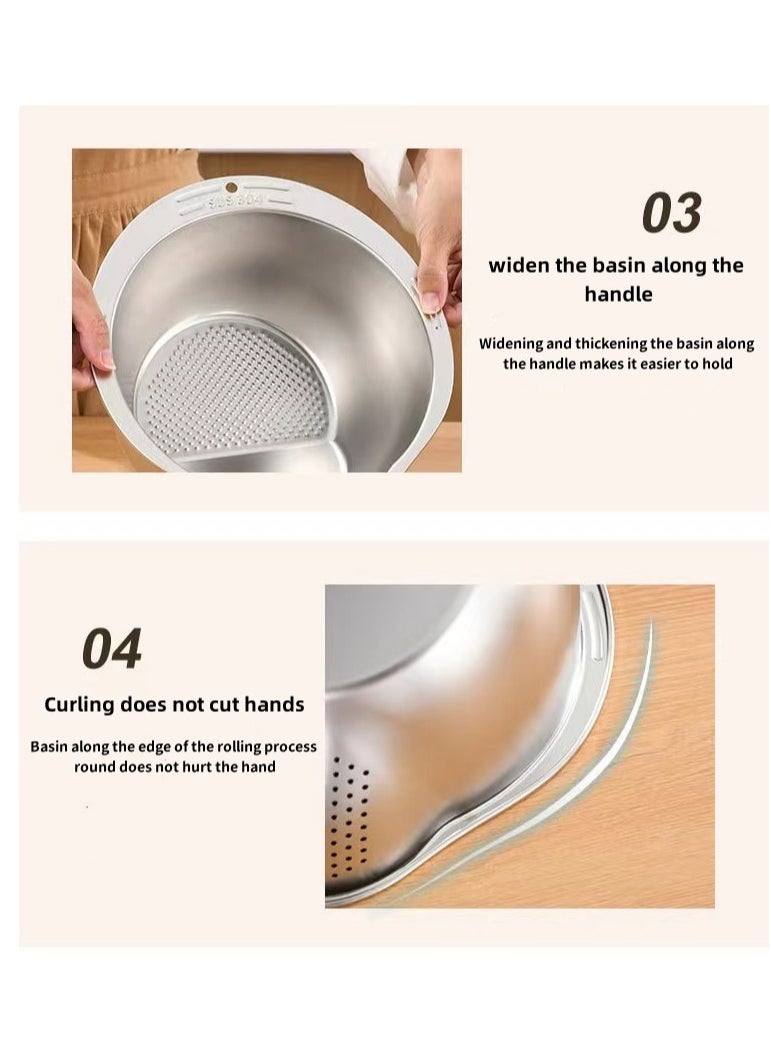 Laseta - A Multi-Function, 304 Stainless Steel Colander For Rice, Vegetables, Fruits, And Legumes, With integrated slant bottom - Image 1
