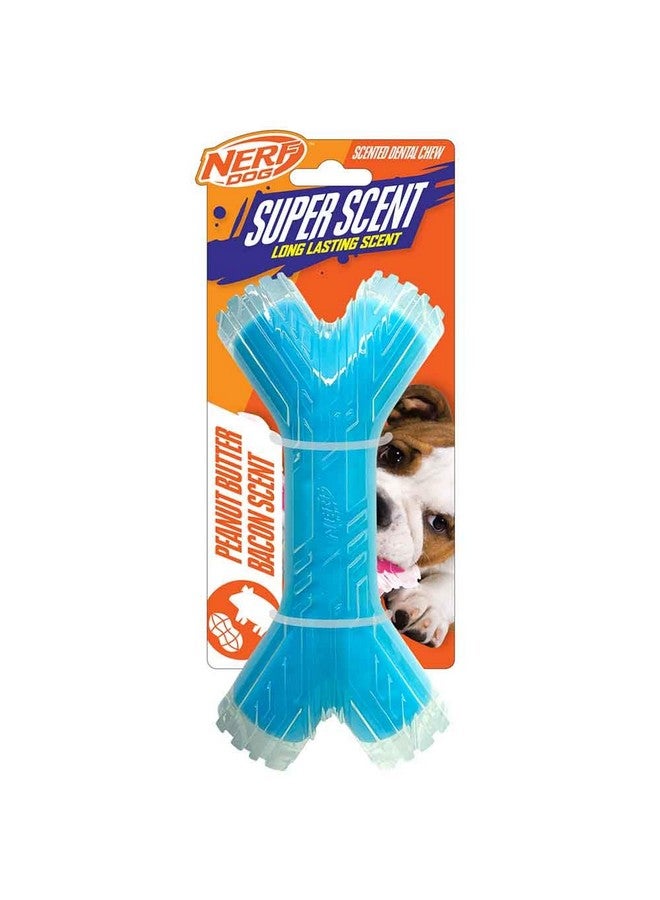 Nerf Dog 8in TPR/PP Scented Peanut Butter/Bacon SuperScent Stick Solid Core -Clear/Light Blue