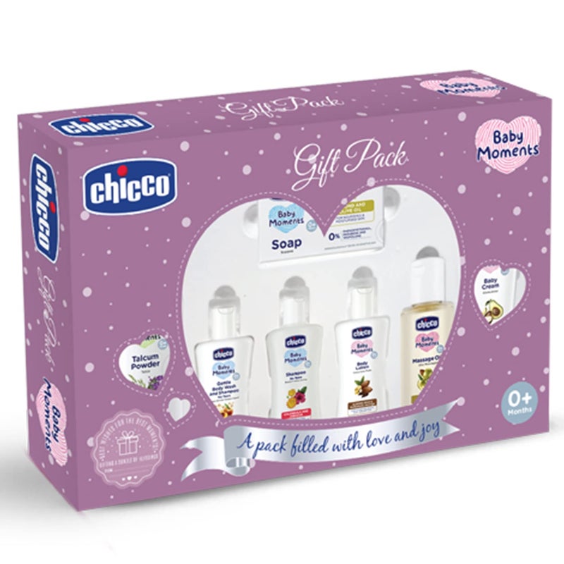 Chicco Baby Moments Baby Caring Gift Pack (Purple) with 7 Baby Skin & Haircare Products | Baby Care Gift Set for Newborn Baby Shower, New Parents, and Birthdays | Phenoxyethanol Free - Image 1
