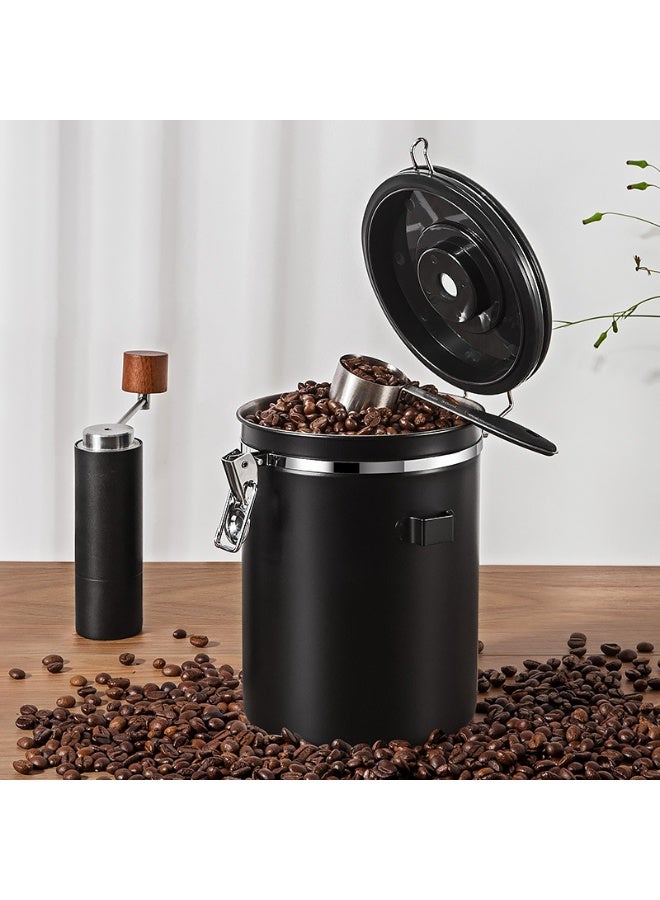 Y&D 1.2L Sealed Stainless Steel 304 Exhaust Breathing Coffee Preservation Round Storage Storage Jar - Image 1