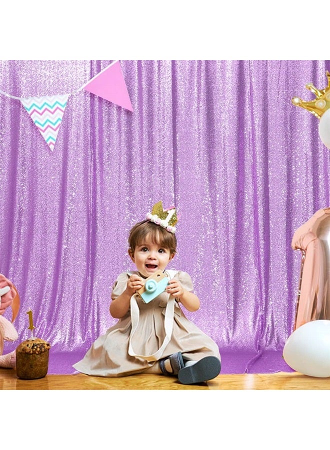 SquarePie Sequin Backdrop Non-Transparent Background Sparkly Curtain for Wedding Party 6FT x 6FT Lavender - Image 2