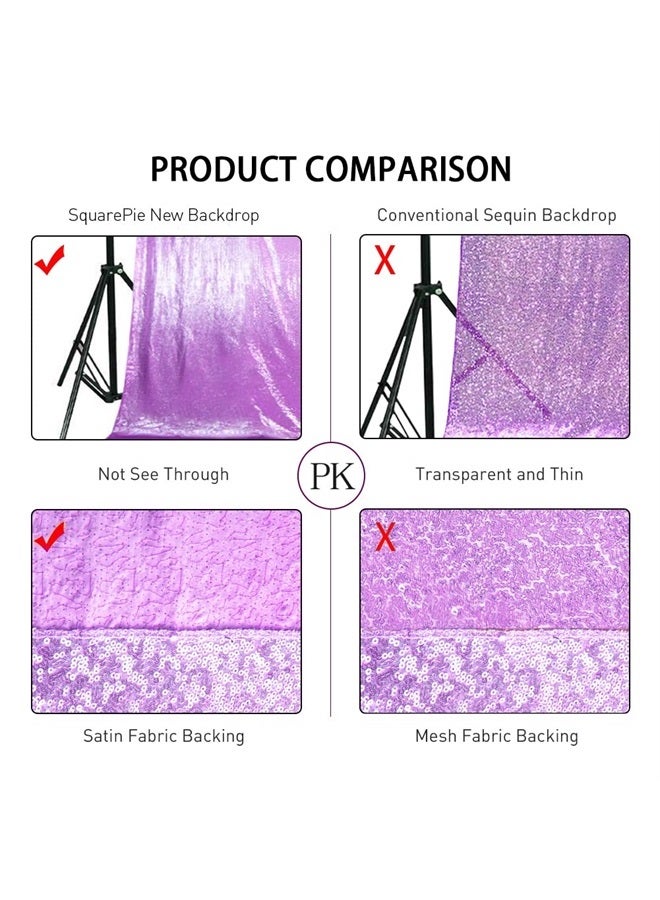 SquarePie Sequin Backdrop Non-Transparent Background Sparkly Curtain for Wedding Party 6FT x 6FT Lavender - Image 3