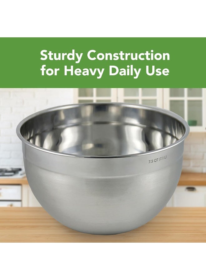 Tovolo Stainless Steel Mixing Bowls, 7.5 Qt - Metal Nesting Mixing Bowl with Rounded Lip for Easy Pour & Minimal Mess - Large & Small Dishwasher Safe Kitchen Supplies for Prep & Cooking - Image 2